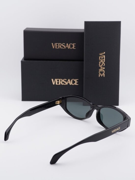 Versace VE4512D GB1/87 Sunglasses Black Oval Frame, Grey Lenses main image 4